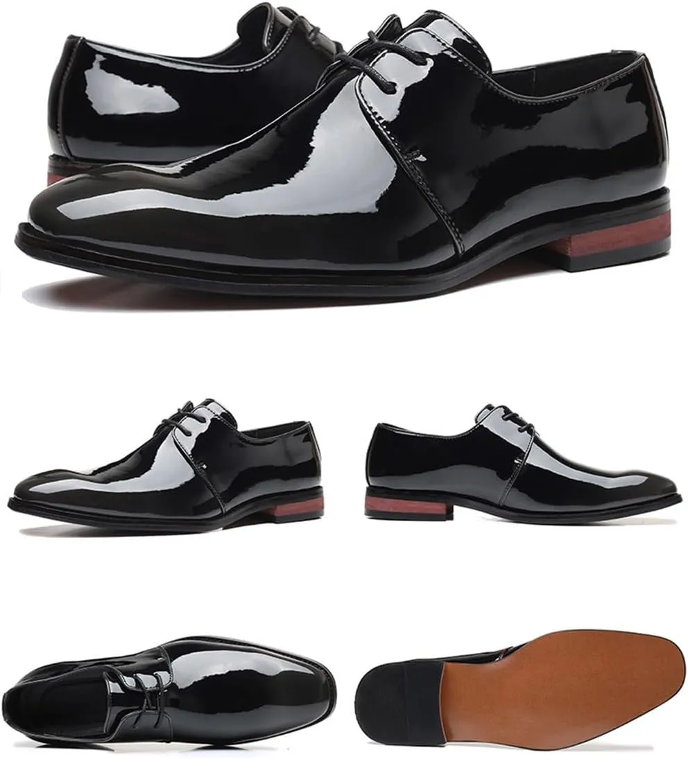 Men's Patent Leather Oxford Formal Business Dress Shoes Modern Suit Tuxedo Shoes for Men Fashoin Wedding Party Shoes