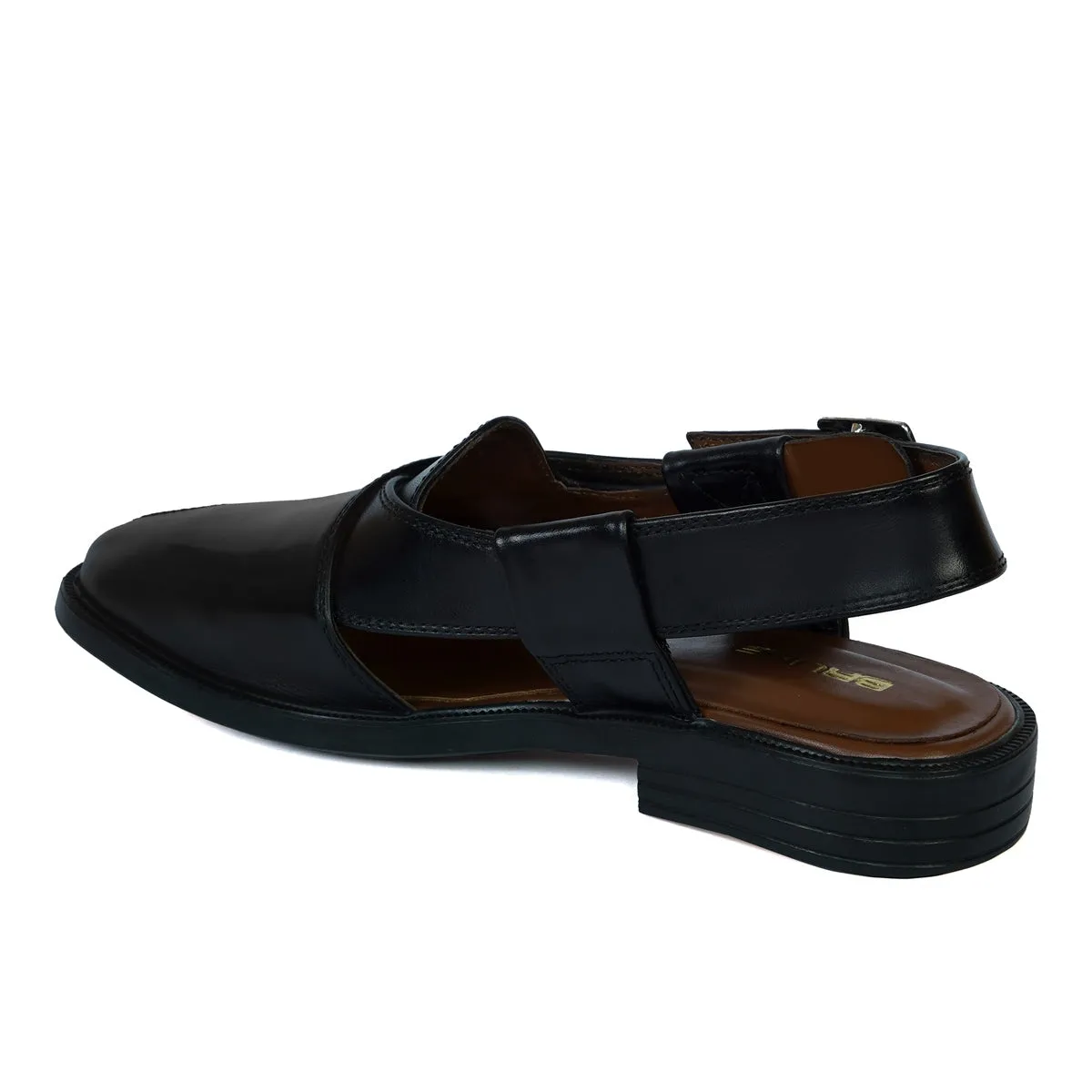 Men's Peshawari Sandals Cross Strap Black Leather