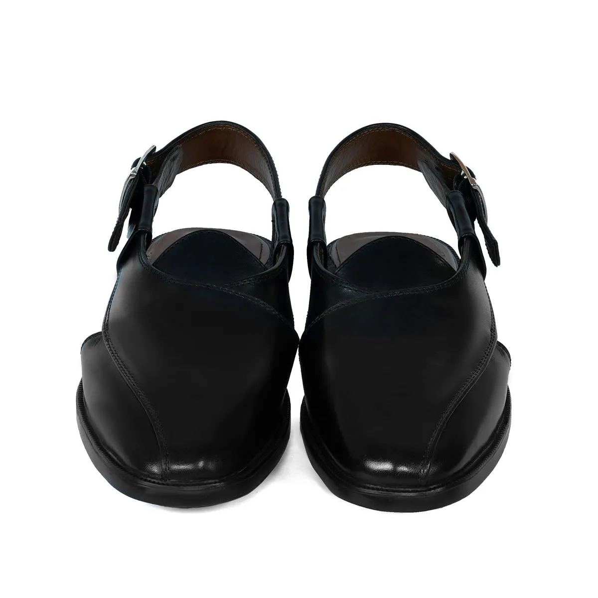 Men's Peshawari Sandals Cross Strap Black Leather