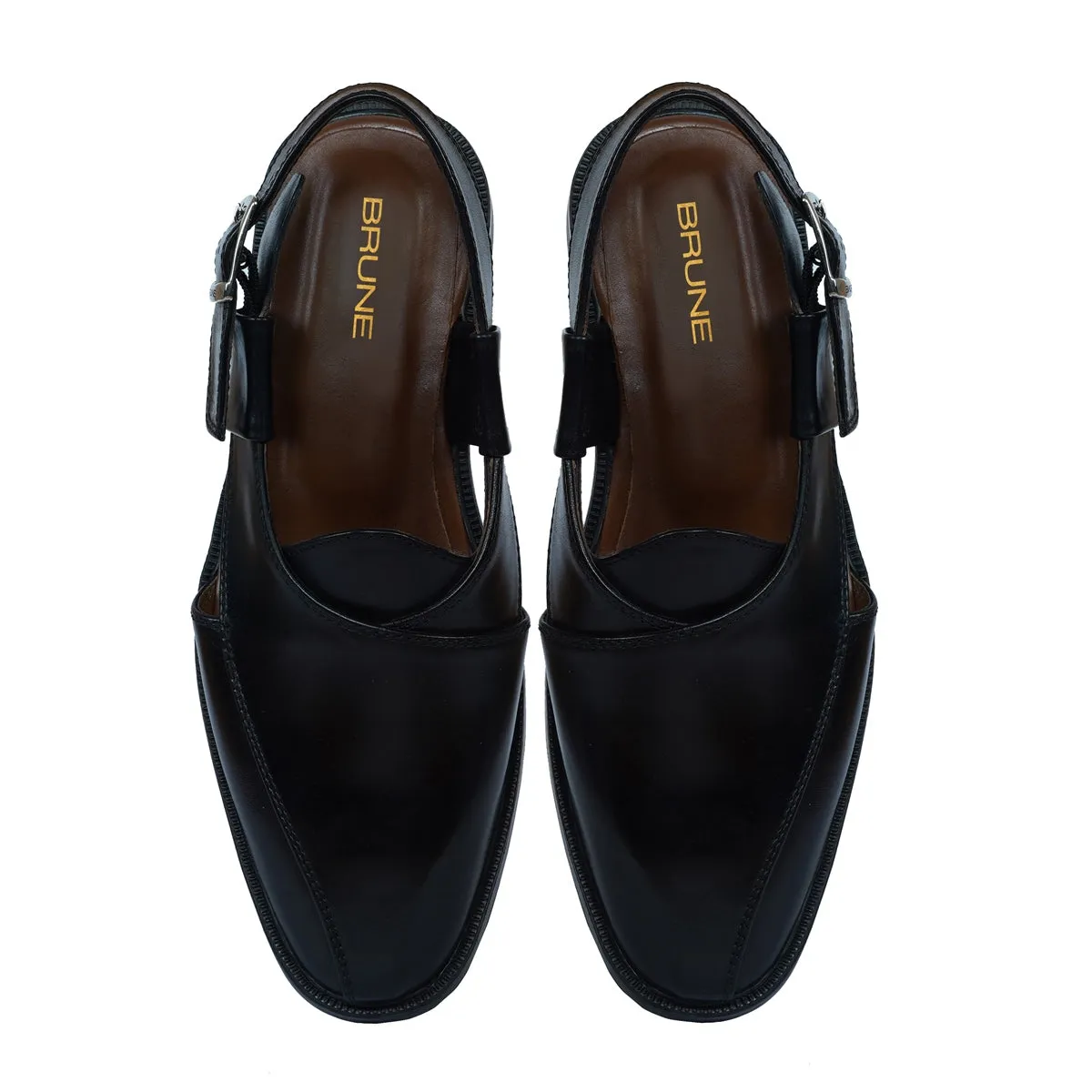 Men's Peshawari Sandals Cross Strap Black Leather