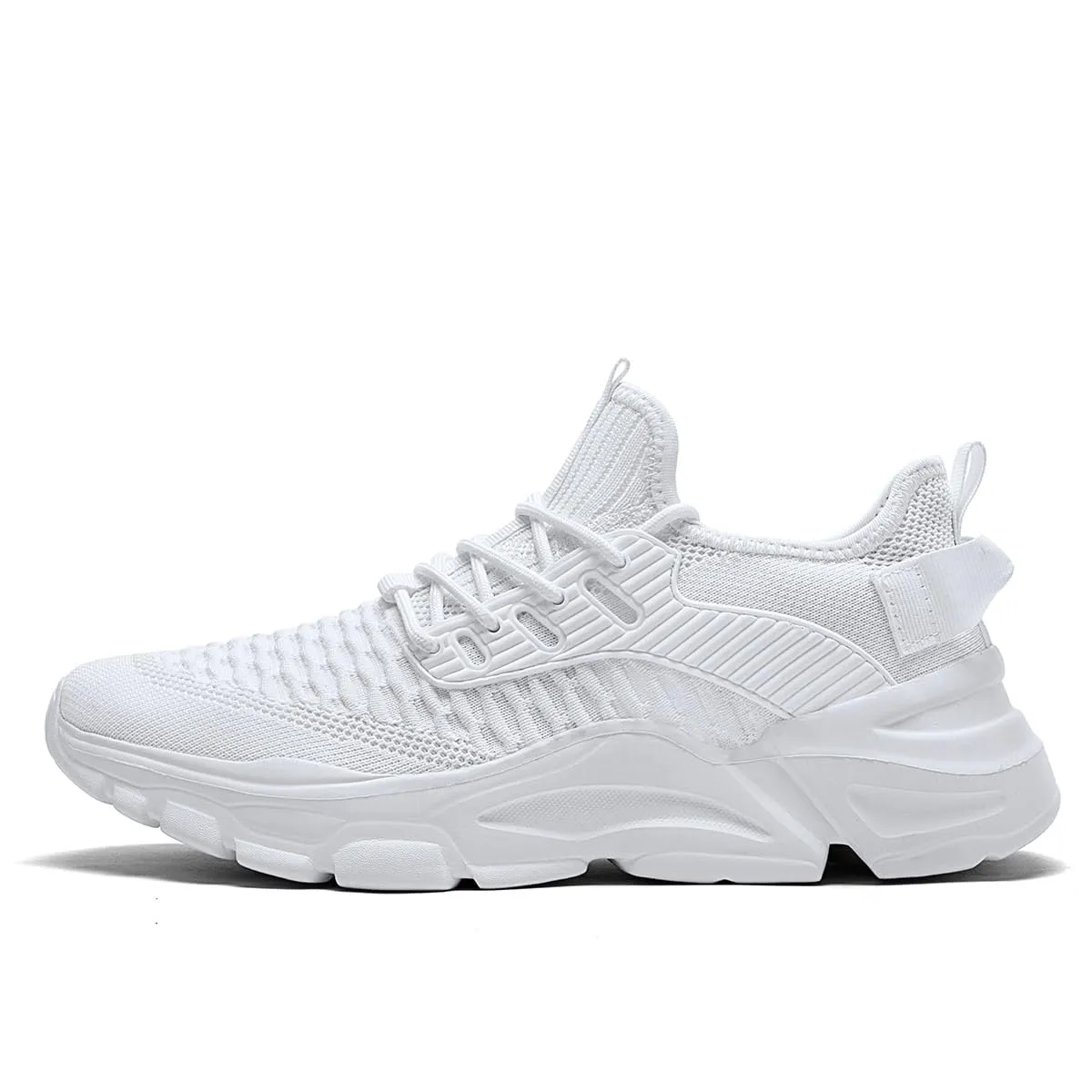 Men's Running Shoes Slip on Walking Tennis Sneakers Lightweight Breathable Casual Soft Sole Comfort Work Gym Trainers White