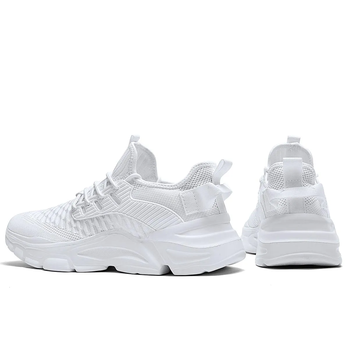 Men's Running Shoes Slip on Walking Tennis Sneakers Lightweight Breathable Casual Soft Sole Comfort Work Gym Trainers White