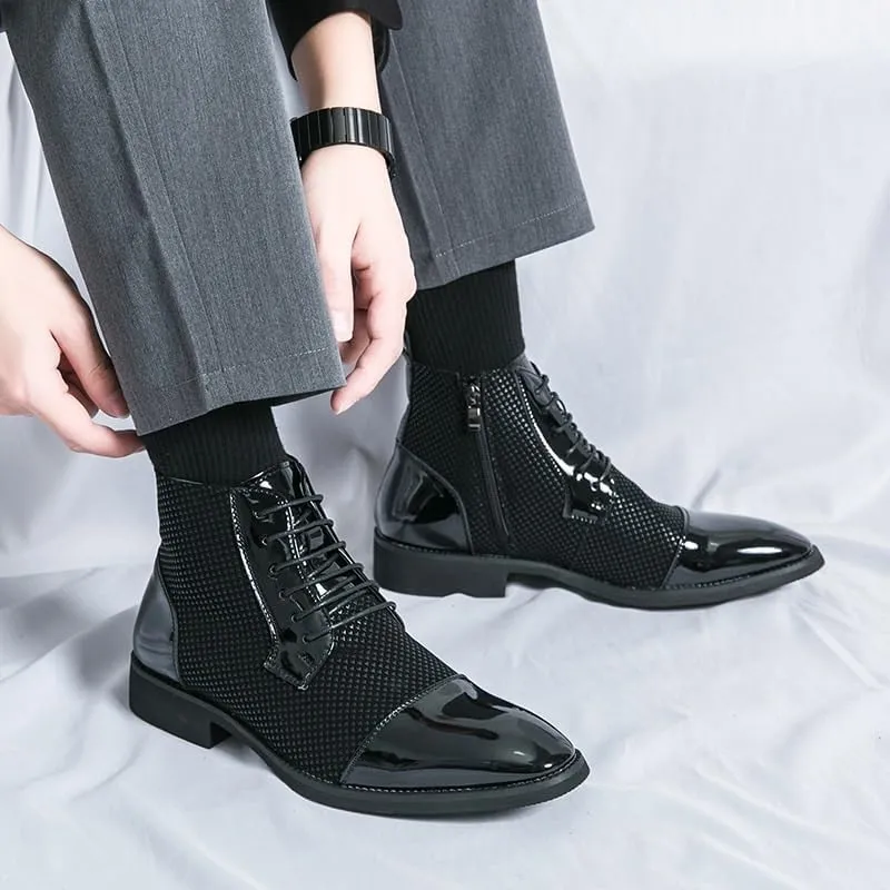 Men's Shiny Patent Leather Dress Shoes Casual Business Oxford Derby Shoes Mens Business Office Wedding Formal Modern Oxfords