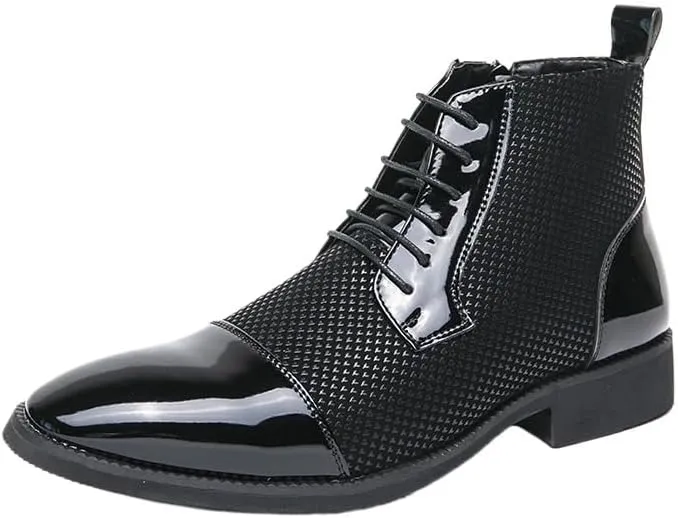 Men's Shiny Patent Leather Dress Shoes Casual Business Oxford Derby Shoes Mens Business Office Wedding Formal Modern Oxfords