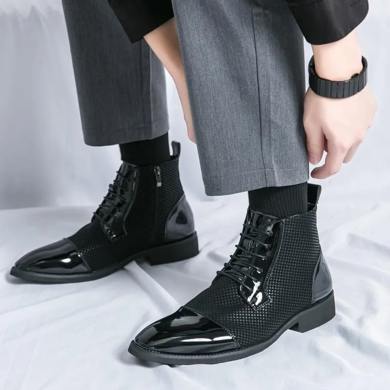 Men's Shiny Patent Leather Dress Shoes Casual Business Oxford Derby Shoes Mens Business Office Wedding Formal Modern Oxfords