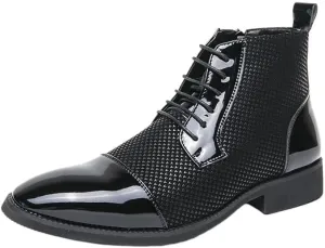Men's Shiny Patent Leather Dress Shoes Casual Business Oxford Derby Shoes Mens Business Office Wedding Formal Modern Oxfords