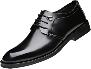 Men's Shiny Patent Leather Dress Shoes Slip On Pointed Toe Derbys Classic Formal Business Shoes Men's Casual Walking Shoes Office Flats