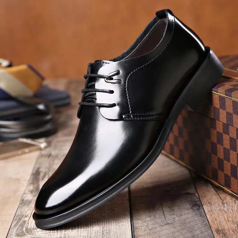 Men's Shiny Patent Leather Dress Shoes Slip On Pointed Toe Derbys Classic Formal Business Shoes Men's Casual Walking Shoes Office Flats