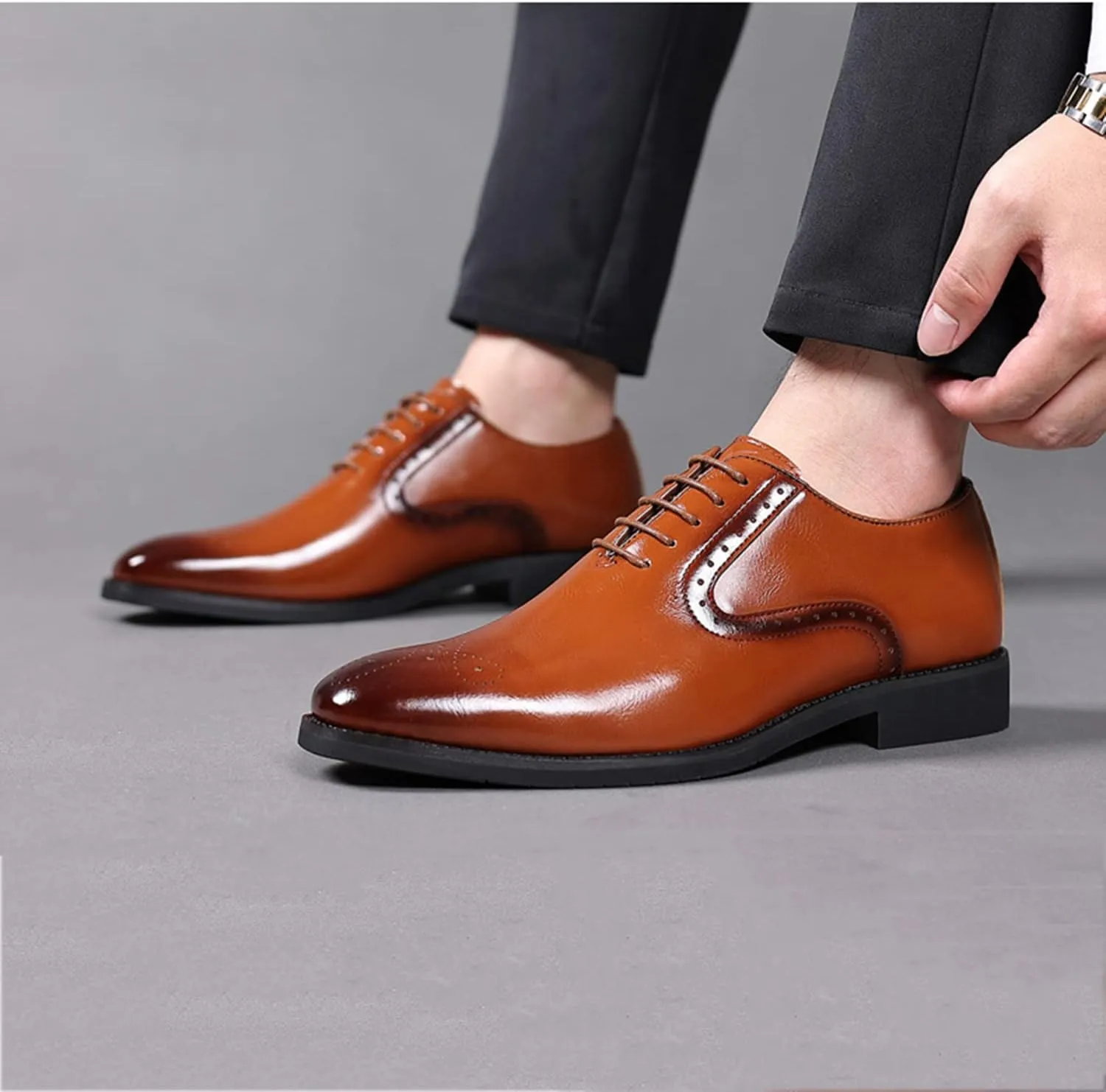 Men's Shoes Classic Lace-up Derby Brogues Formal Oxford Shoes Stylish Wingtip Business Casual Dress Shoes