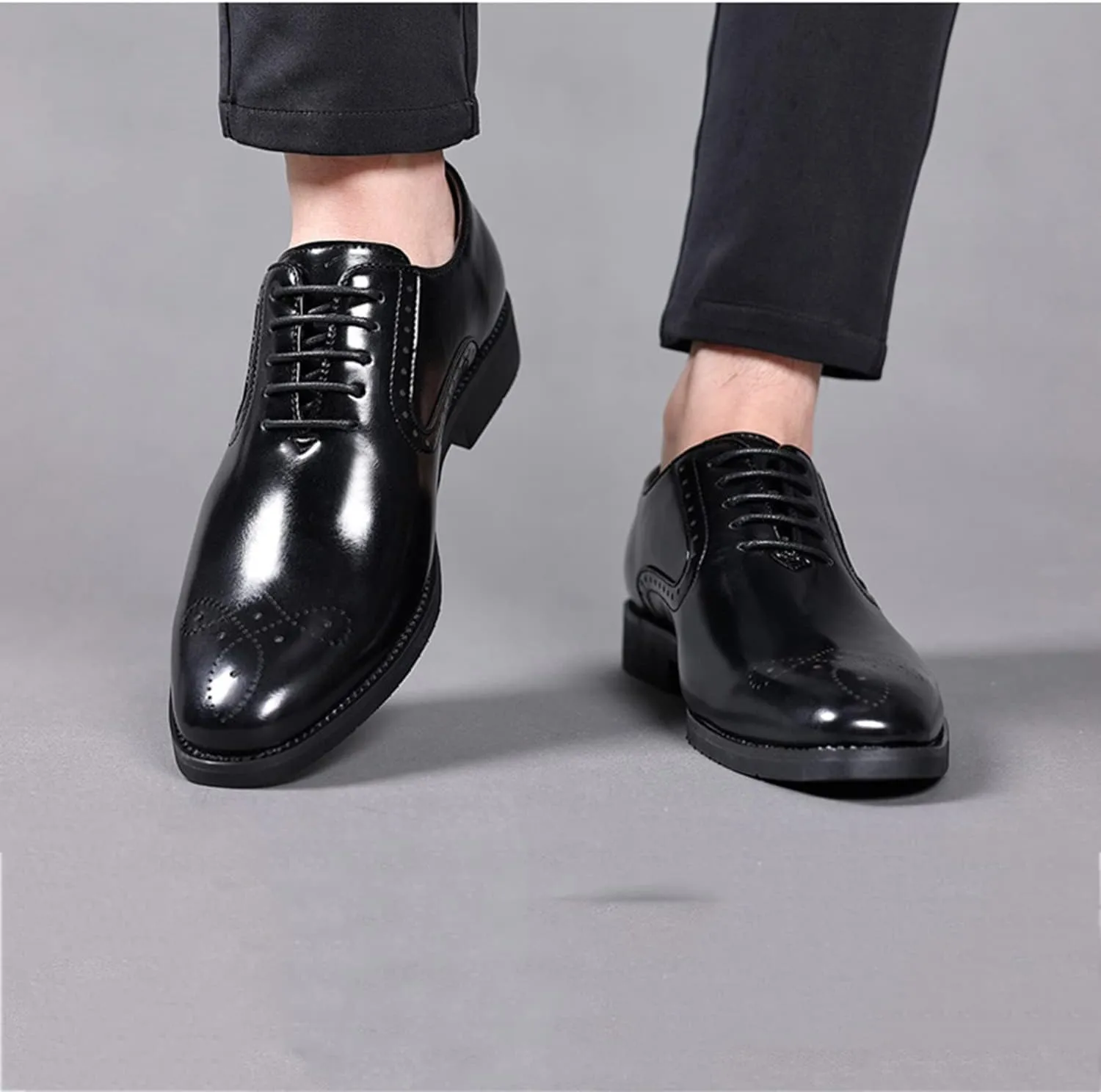 Men's Shoes Classic Lace-up Derby Brogues Formal Oxford Shoes Stylish Wingtip Business Casual Dress Shoes