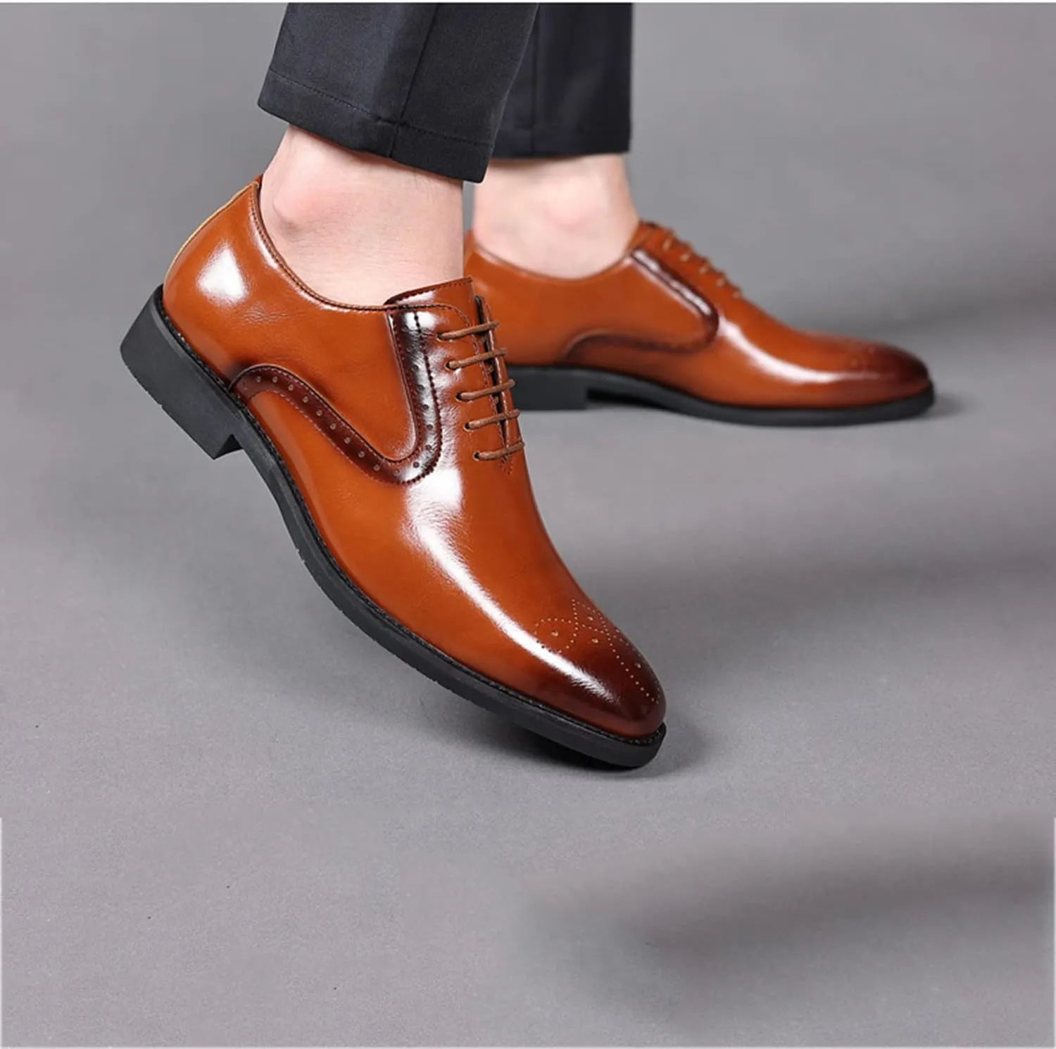 Men's Shoes Classic Lace-up Derby Brogues Formal Oxford Shoes Stylish Wingtip Business Casual Dress Shoes