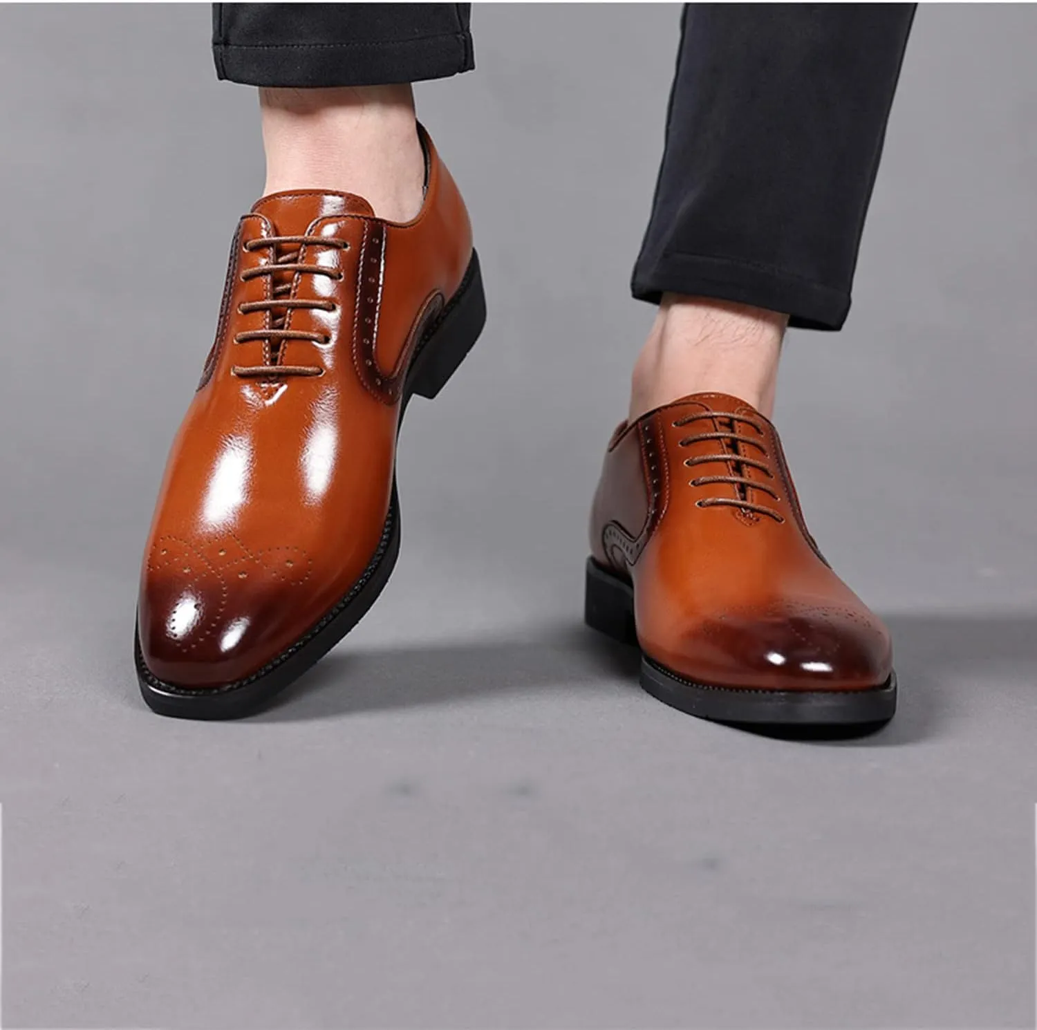 Men's Shoes Classic Lace-up Derby Brogues Formal Oxford Shoes Stylish Wingtip Business Casual Dress Shoes