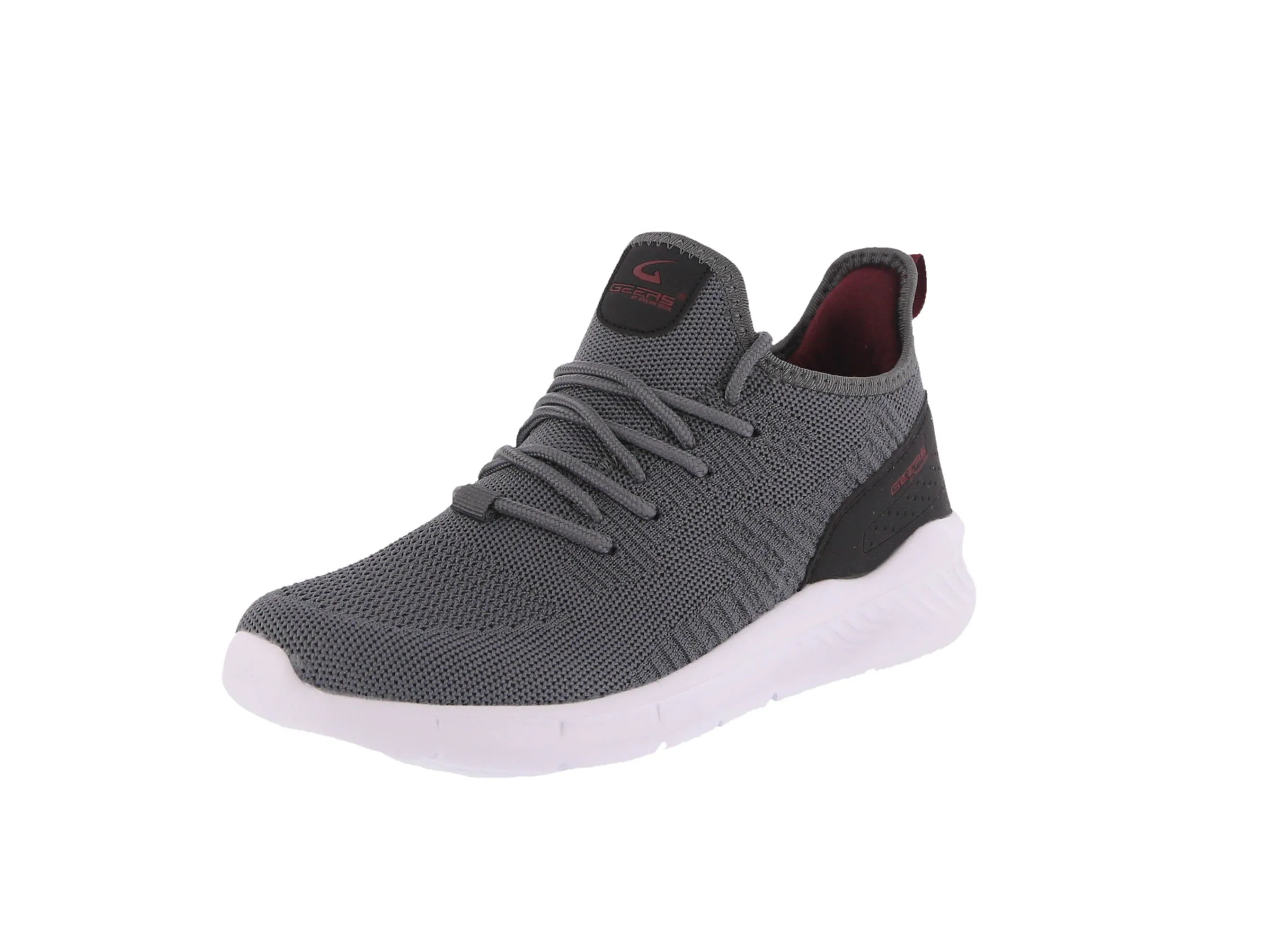 MEN'S SHOES DARK GRAY/BURGUNDY MESH/FABRIC TENNIS SNEAKERS 6757M