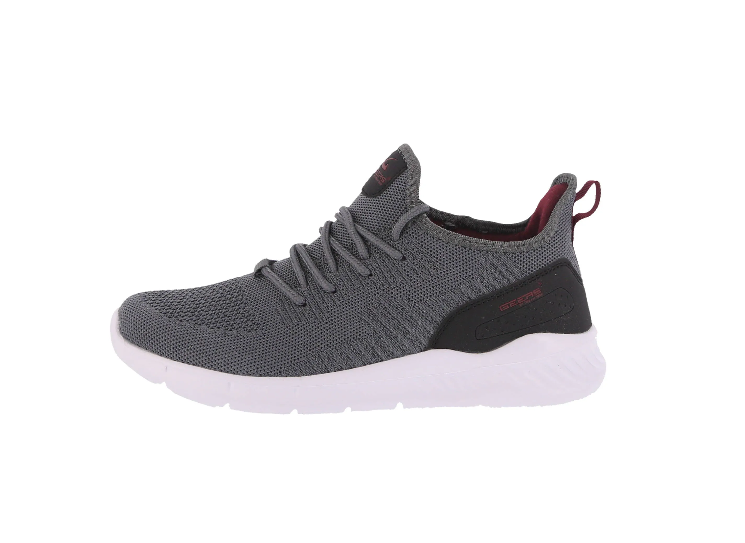 MEN'S SHOES DARK GRAY/BURGUNDY MESH/FABRIC TENNIS SNEAKERS 6757M