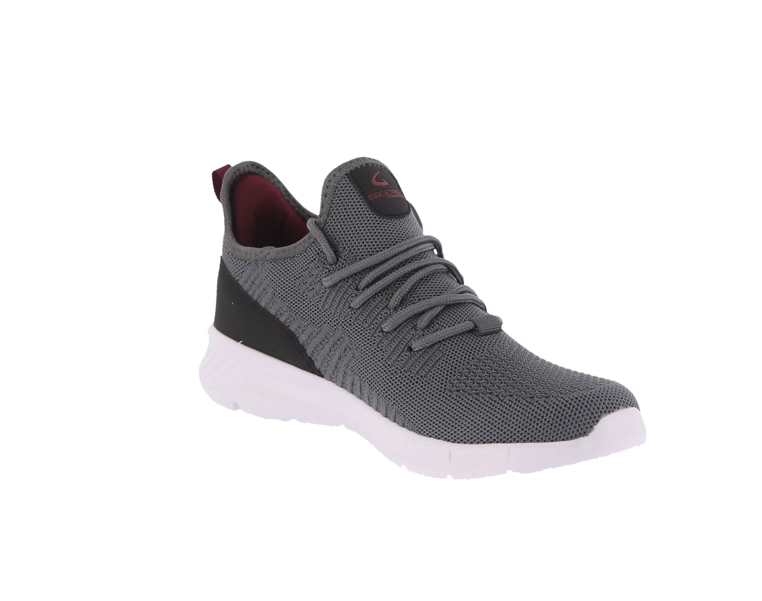 MEN'S SHOES DARK GRAY/BURGUNDY MESH/FABRIC TENNIS SNEAKERS 6757M
