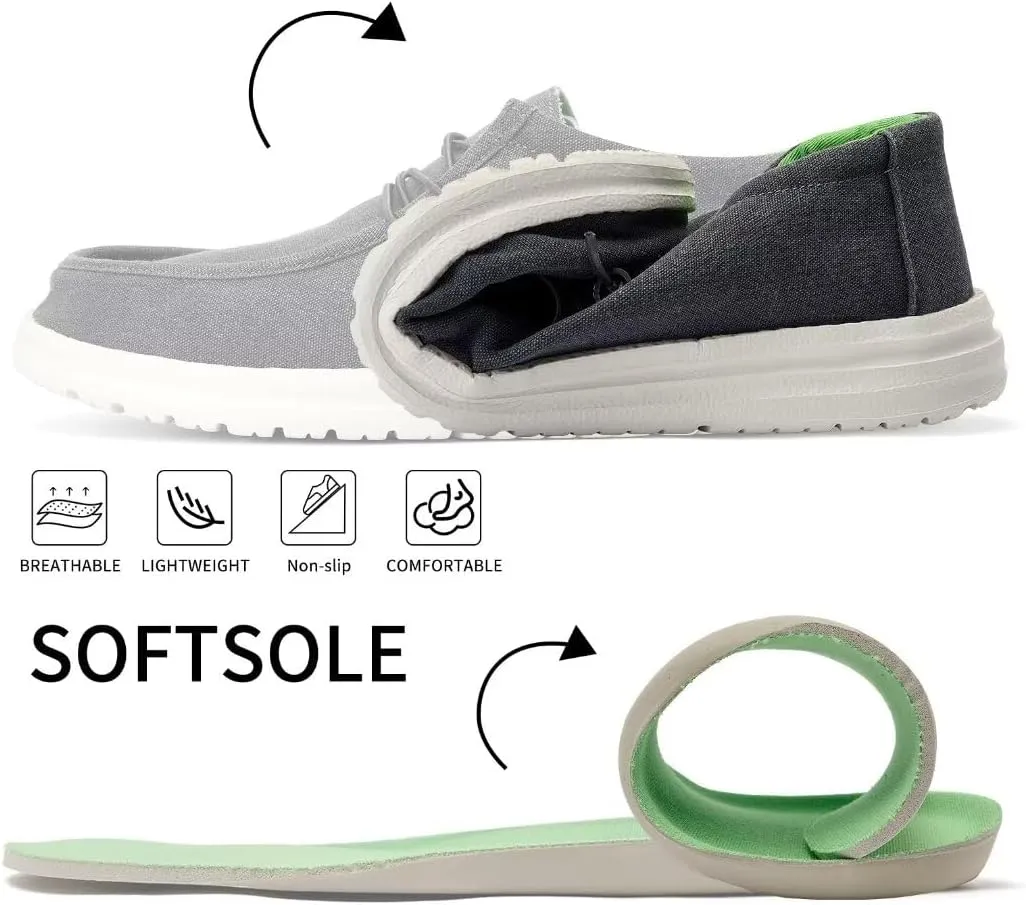 Mens Slip-on Loafers Casual Shoes - Men Boat Shoes Canvas Lightweight Softsole Comfortable Walking Shoes