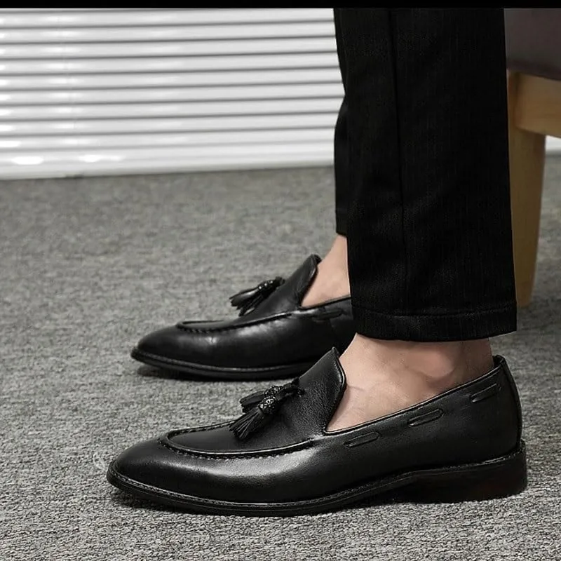 Men's Slip On Pointed Toe Derbys Classic Formal Business Shoes Men Elegant Loafers Luxury Oxford Shoe