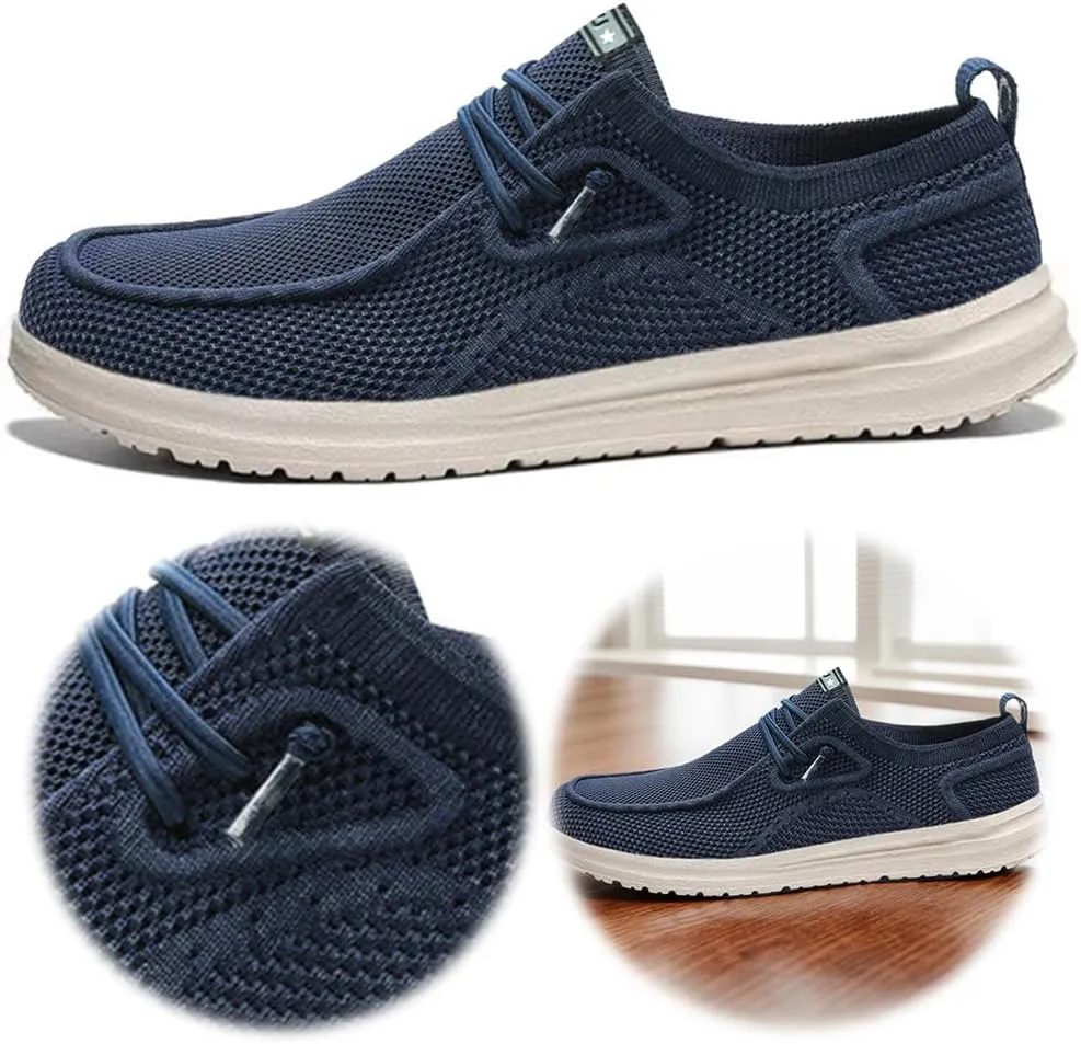 Mens Slip On Shoes, Loafers Non Slip Comfortable House Light-Weight Boat Shoes, Casual Canvas Zero Drop Shoes Wide Toe Width Knitted for Sneakers