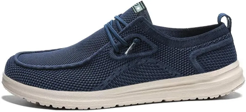 Mens Slip On Shoes, Loafers Non Slip Comfortable House Light-Weight Boat Shoes, Casual Canvas Zero Drop Shoes Wide Toe Width Knitted for Sneakers