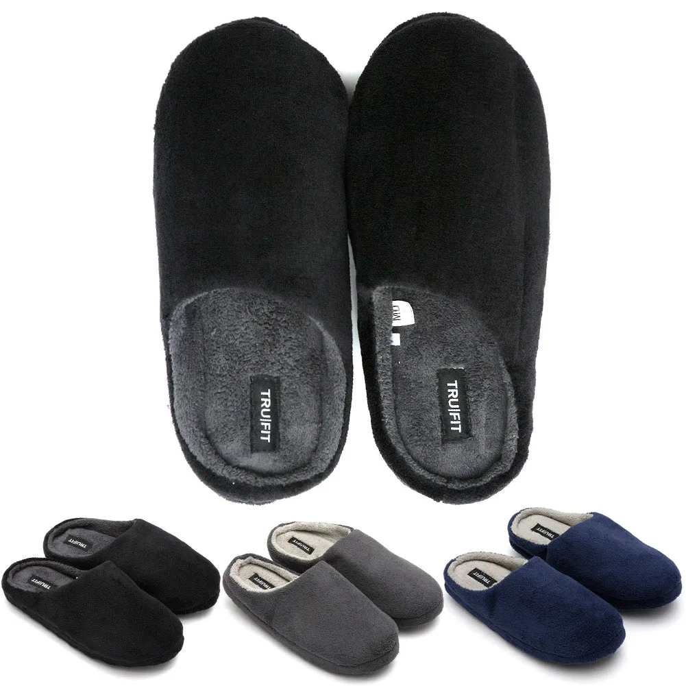 Mens Slippers Slip On Cozy Indoor Bedroom Comfortable Plush Shoes