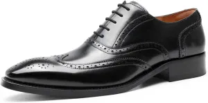 Men's Smart Wedding Lace Up Brogues Formal Dress Oxford Shoes Leather Derbys Business Office Oxfords Black- US11/UK10/EU44