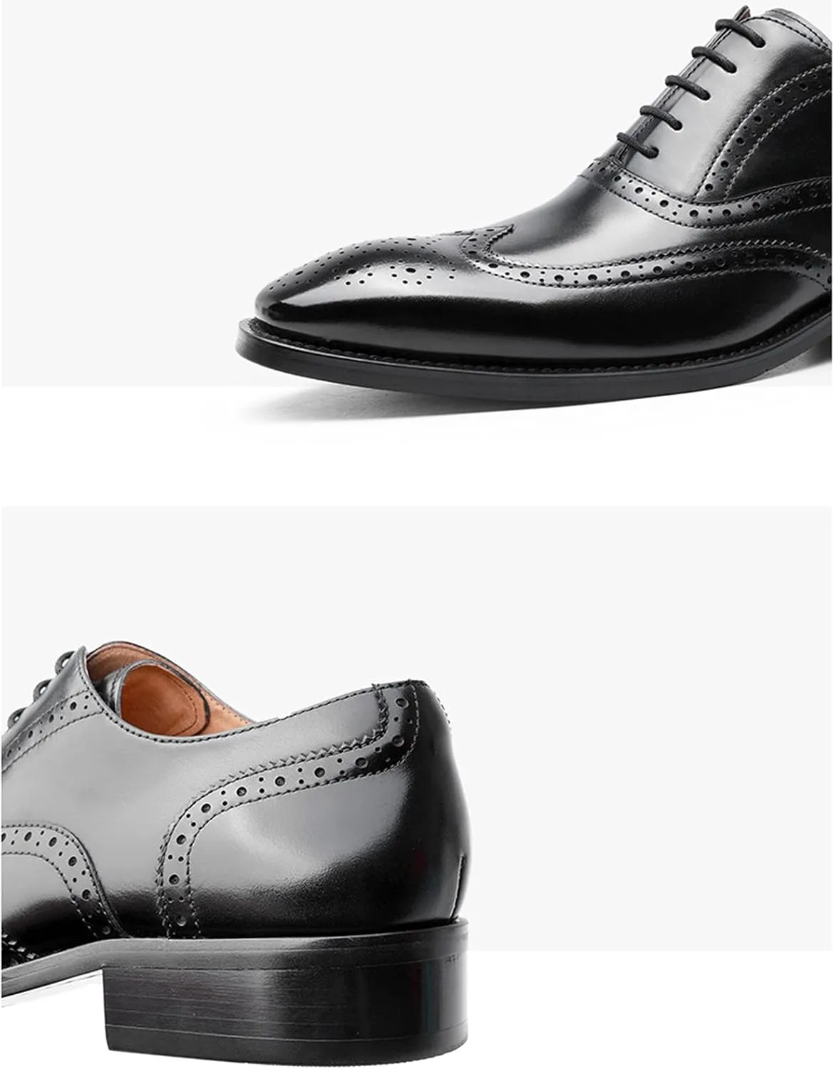Men's Smart Wedding Lace Up Brogues Formal Dress Oxford Shoes Leather Derbys Business Office Oxfords Black- US11/UK10/EU44