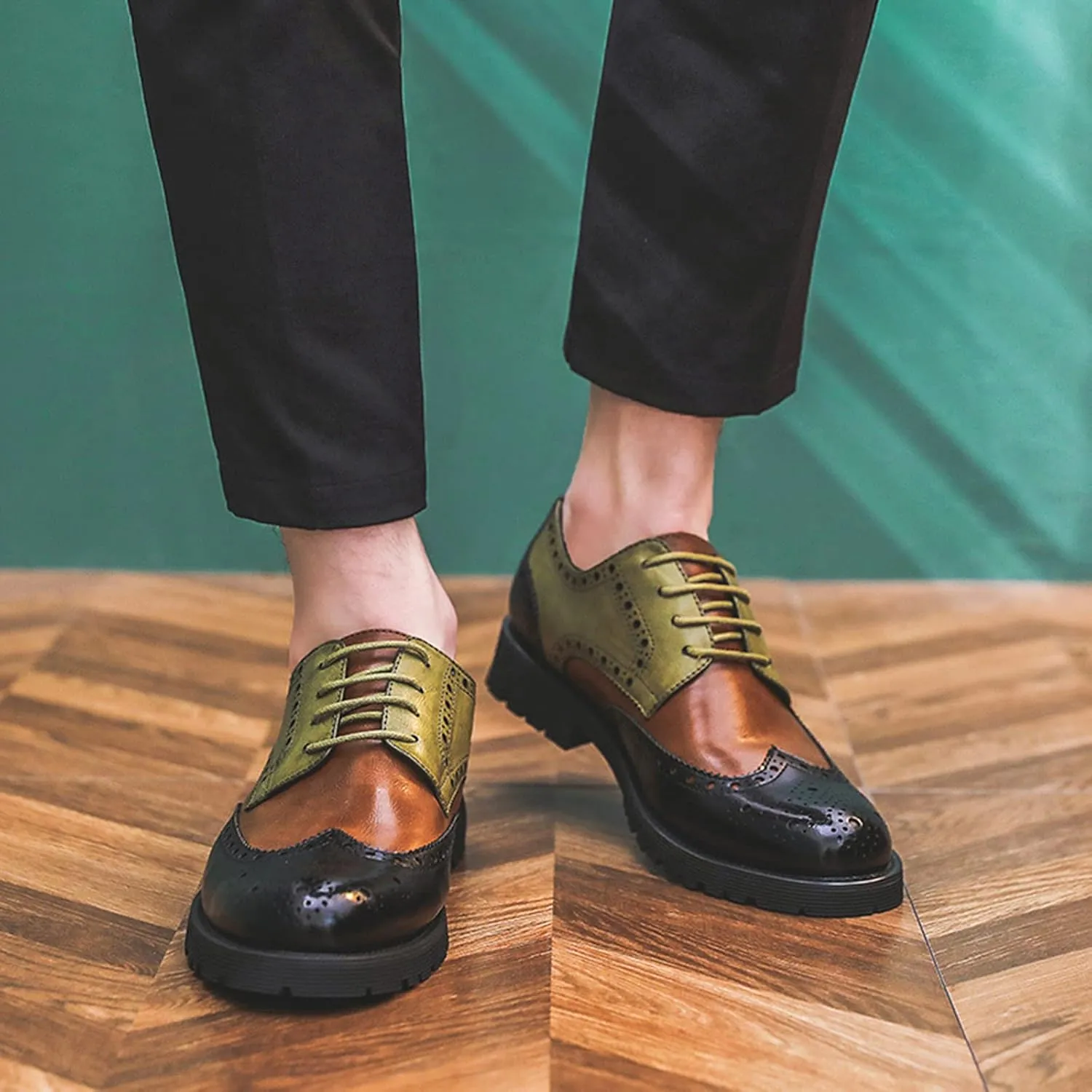 Men's Smart Wedding Lace Up Brogues Formal Dress Oxford Shoes Leather Derbys Business Office Oxfords Black- US7.5/UK6.5/EU39
