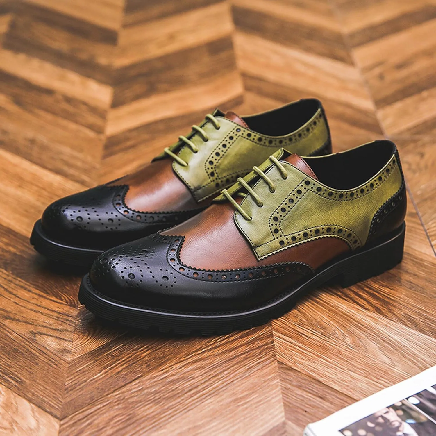 Men's Smart Wedding Lace Up Brogues Formal Dress Oxford Shoes Leather Derbys Business Office Oxfords Black- US7.5/UK6.5/EU39