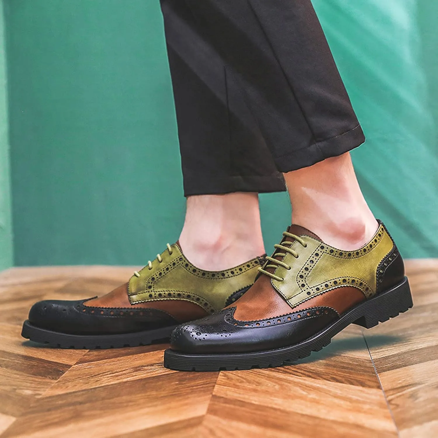 Men's Smart Wedding Lace Up Brogues Formal Dress Oxford Shoes Leather Derbys Business Office Oxfords Black- US7/UK6/EU39