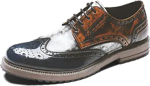 Men's Smart Wedding Lace Up Brogues Formal Dress Oxford Shoes Leather Derbys Business Office Oxfords Brown- US8.5-9/UK7.5-8/EU41