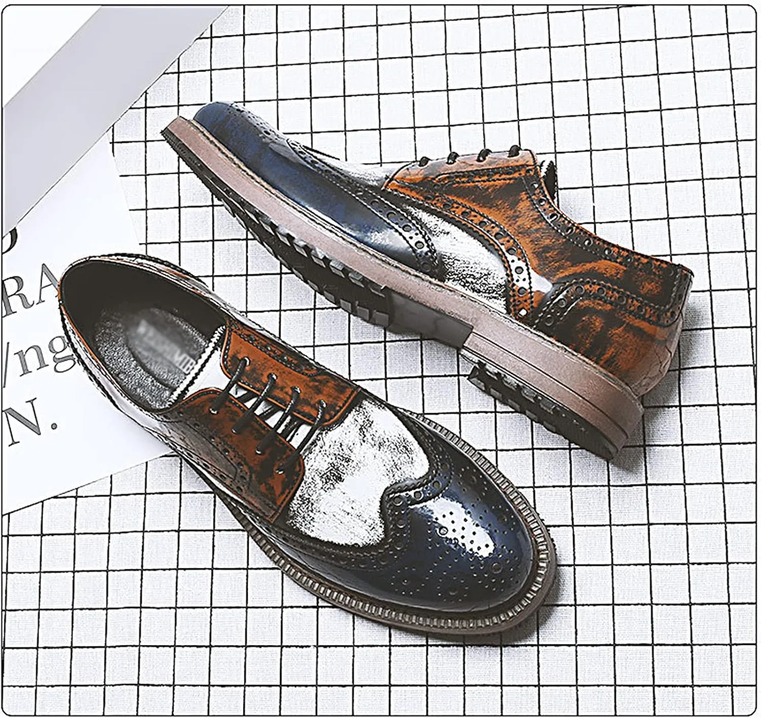 Men's Smart Wedding Lace Up Brogues Formal Dress Oxford Shoes Leather Derbys Business Office Oxfords Brown- US8.5-9/UK7.5-8/EU41