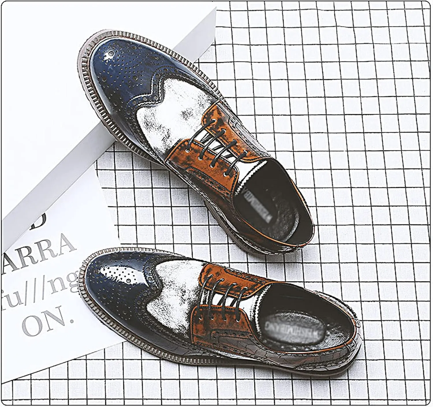 Men's Smart Wedding Lace Up Brogues Formal Dress Oxford Shoes Leather Derbys Business Office Oxfords Brown- US8.5-9/UK7.5-8/EU41