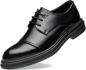 Men's Spring Business Dress Shoes English Style Soft Sole Formal Leather Shoes Youth Work Shoes Comfortable Stylish Footwear(Black,8.5)