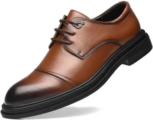 Men's Spring Business Dress Shoes English Style Soft Sole Formal Leather Shoes Youth Work Shoes Comfortable Stylish Footwear(Brown,9)