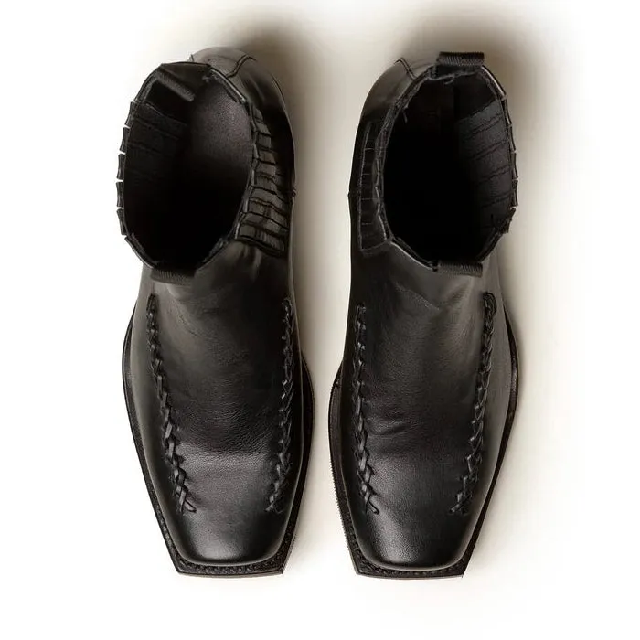 Men's Square-Toe Braided Detail Chelsea Boot
