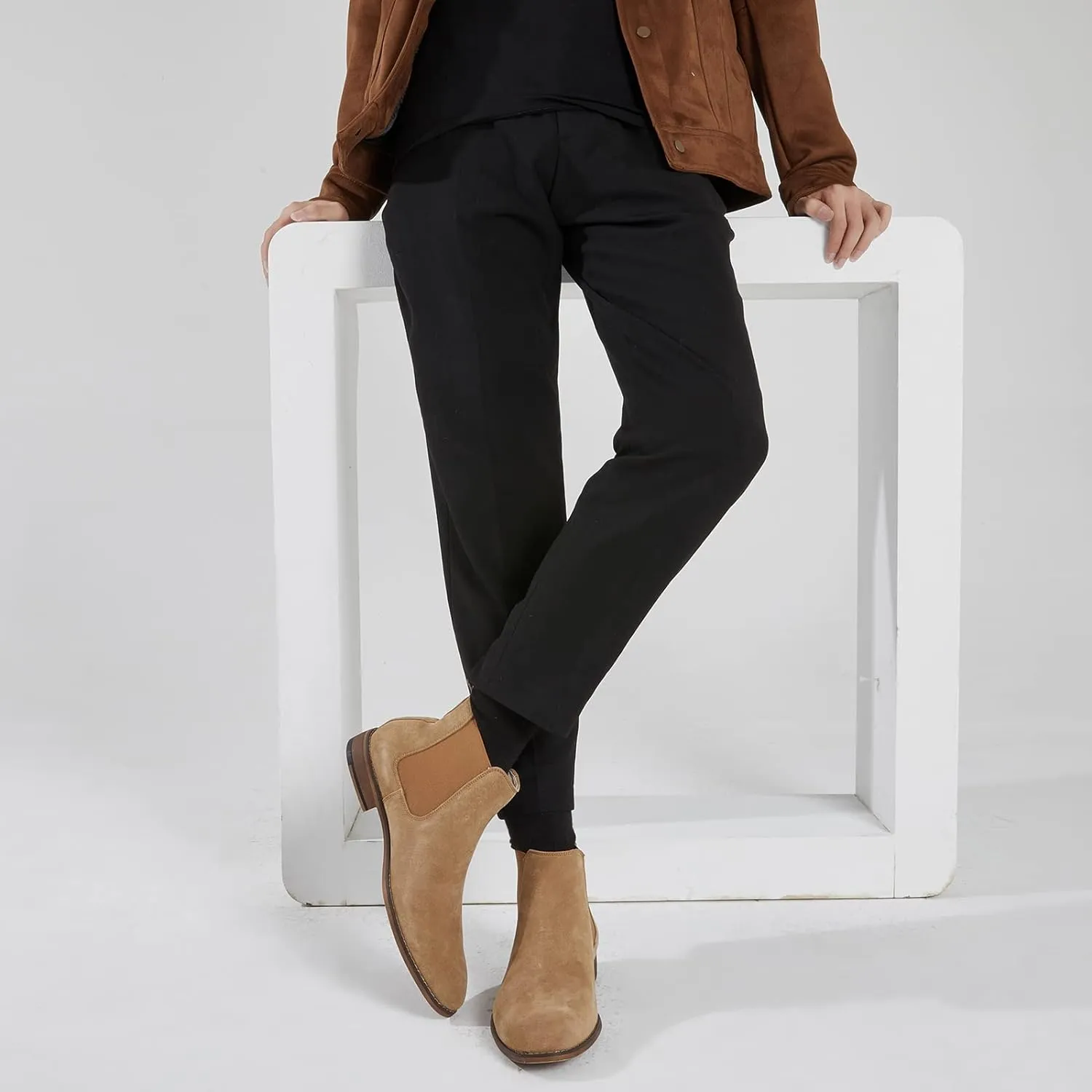 Men's Suede Black Classic Leather Chelsea Style Boots