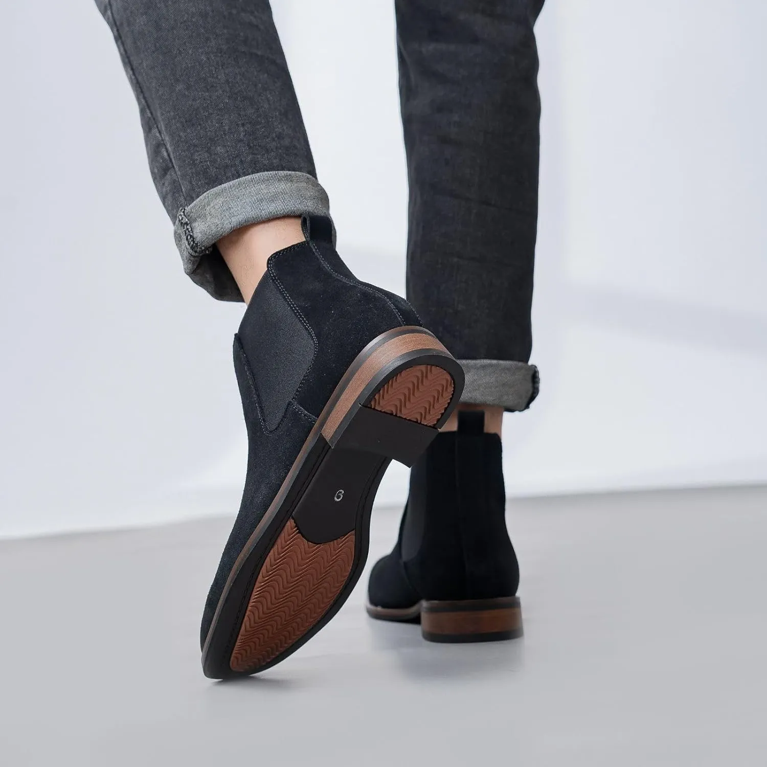 Men's Suede Black Classic Leather Chelsea Style Boots
