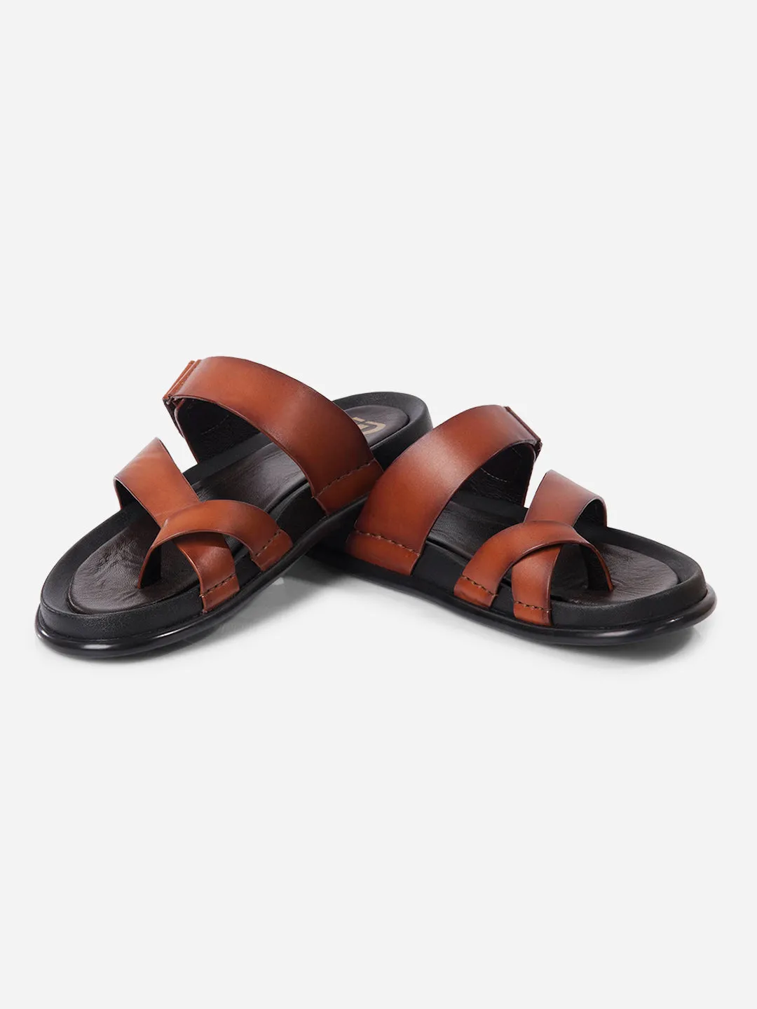 Men's Tan Cross Strap Sandals (ID4269)