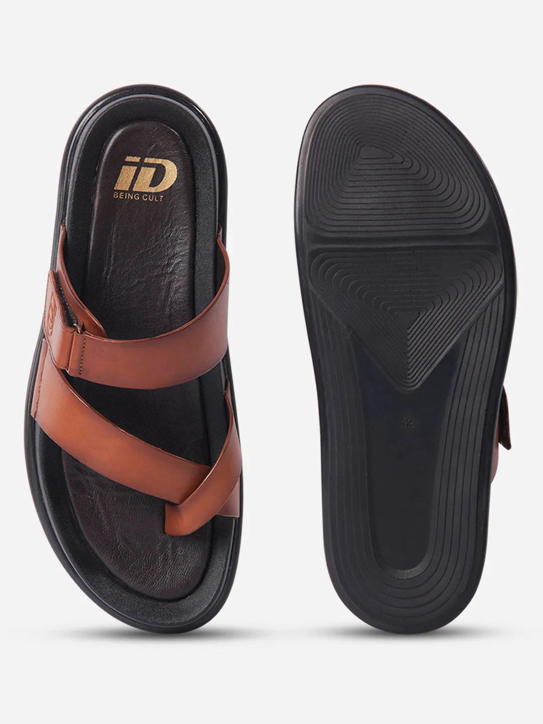 Men's Tan Cross Strap Sandals (ID4269)