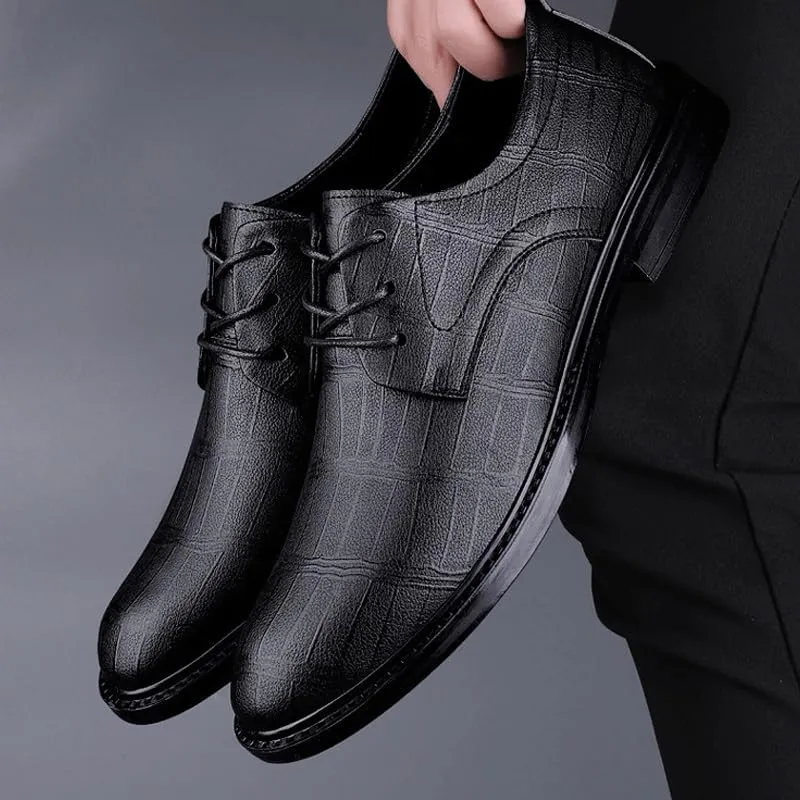 Men's Trendy Brogue Wingtip Dress Shoes Formal Business Casual Lace Up Punched Leather Oxford Formal Leather Shoes for Weddings Office Prom