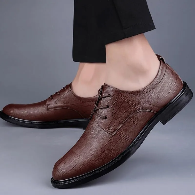 Men's Trendy Brogue Wingtip Dress Shoes Formal Business Casual Lace Up Punched Leather Oxford Formal Leather Shoes for Weddings Office Prom