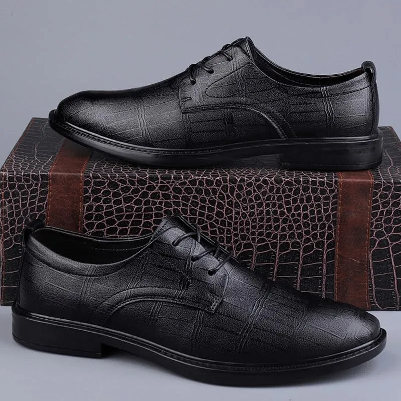 Men's Trendy Brogue Wingtip Dress Shoes Formal Business Casual Lace Up Punched Leather Oxford Formal Leather Shoes for Weddings Office Prom