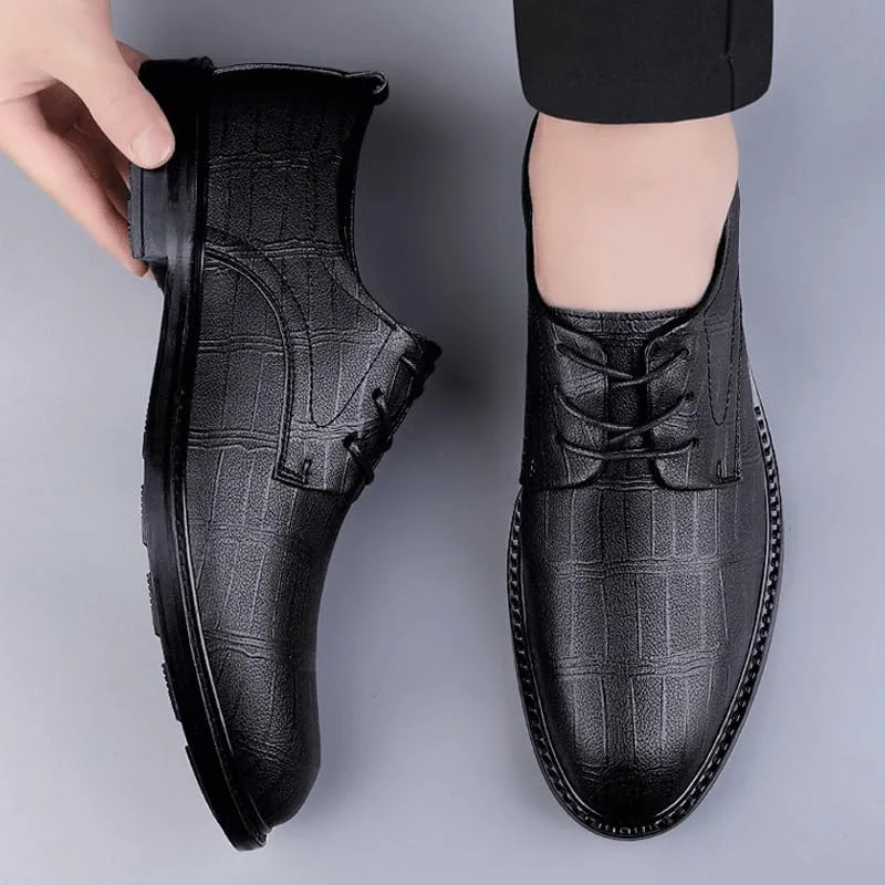 Men's Trendy Brogue Wingtip Dress Shoes Formal Business Casual Lace Up Punched Leather Oxford Formal Leather Shoes for Weddings Office Prom