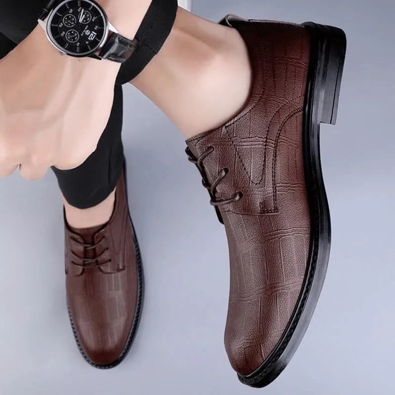 Men's Trendy Brogue Wingtip Dress Shoes Formal Business Casual Lace Up Punched Leather Oxford Formal Leather Shoes for Weddings Office Prom