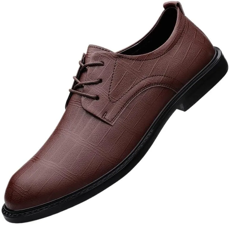 Men's Trendy Brogue Wingtip Dress Shoes Formal Business Casual Lace Up Punched Leather Oxford Formal Leather Shoes for Weddings Office Prom
