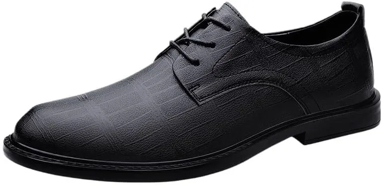 Men's Trendy Brogue Wingtip Dress Shoes Formal Business Casual Lace Up Punched Leather Oxford Formal Leather Shoes for Weddings Office Prom