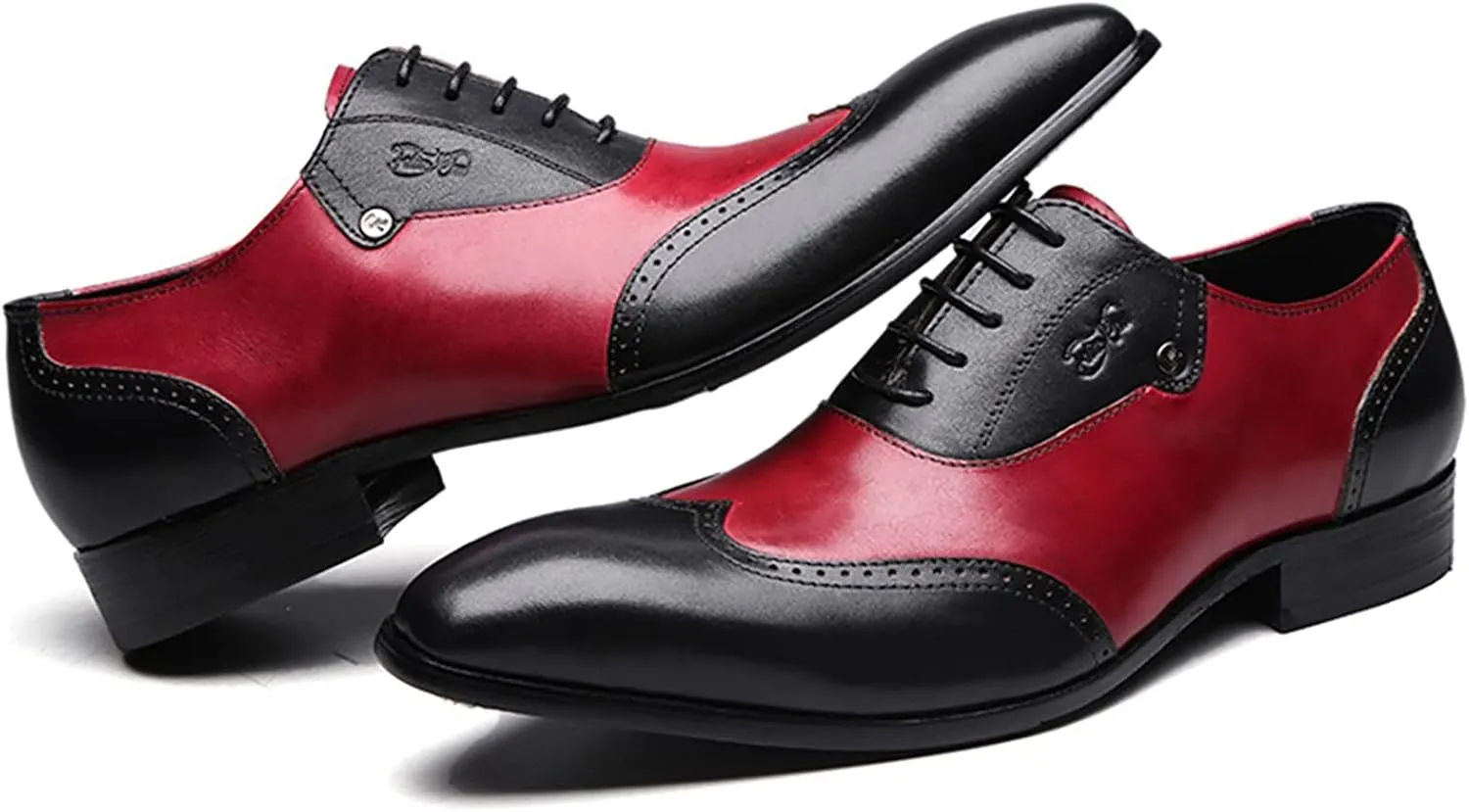 Mens Uniform Leather Shoes Formal Dress Lace Up Derbys Red Wedding Party Office Work Oxfords,Black-46