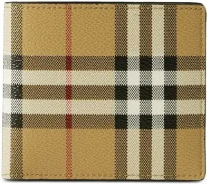 Men's Vintage Check Bifold Leather Wallet in Brown | Size UNICA | 8084169