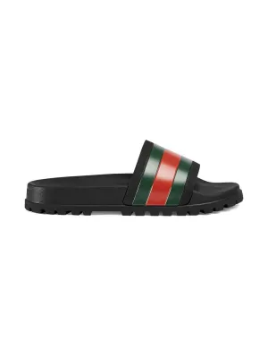 Men's Web Detail Pool Slides in Black | Size 5 | 429469GIB101098
