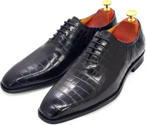 Mens Wedding Party Brogues Derbys Formal Dress Retro Oxfords Work Uniform Wingtip Leather Lace-ups,Black-40